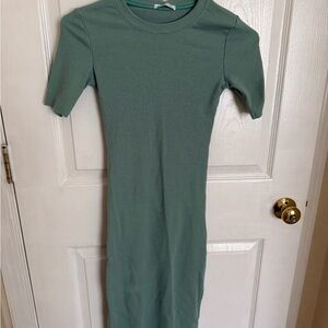 Basic Ribbed Sage Green Women’s Dress
